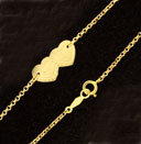 14KY ANKLET D/C CHAIN W/ DOUBLE HEART (9