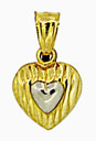 14K TT CORR & SHINY PUFFED HEART 10mm