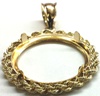 14KY MAPLE LEAF PRONG & ROPE COIN FRAME