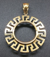 14KY GREEK KEY STYLE COIN FRAME 16.2mm