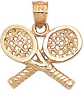 14KY 2 TENNIS RACKETS CHARM 12.5x16mm