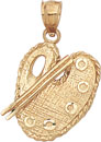 14KY ARTIST PALLET & BRUSHES CHARM 18.5x17mm