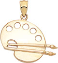 14KY ARTIST PALLET & BRUSHES CHARM 18x24mm