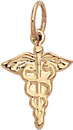 14KY CADUCEUS CHARM 10.5mm