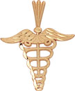 14KY CADUCEUS CHARM 16mm
