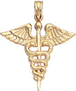 14KY CADUCEUS CHARM 23mm