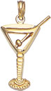 14KY MARTINI GLASS CHARM 22x14mm