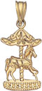 14KY DIA CUT CAROUSEL CHARM 18x11.5mm