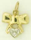 14KY BOW W/ HEART SHAPE DIAMOND