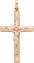 14KY HOLLOW CROSS W/WHITE CRUCIFIX 35mm