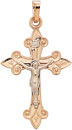 14KY FLAT CROSS W/ CRUCIFIX 31mm