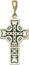 14KY CELTIC CROSS W/GREEN INLAY 1 1/8