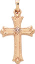 14KY HOLLOW CROSS W/ DIAMOND 28mm