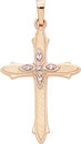 14KY FLORENTINE CROSS W/ 5 DIAMONDS