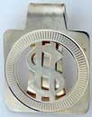 S.S. SQUARE MONEY CLIP W/$ SIGN IN CENTER