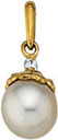 14KY PEARL DROP PENDANT W/ CZ