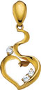 14KY HEART PENDANT W/ HEART CTR & CZ 18x11.5mm