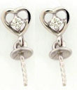 14KW 5mm HEART STUD W\DIA & 3.8mm CAP
