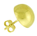14KY SHINY HALF BALL EARRING W/BACK 12.5mm