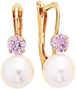 14KW PEARL 6mm W/ PINK CZ ON EURO WIRE