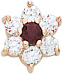 14KY FLOWER SHAPE W/ 5 CZ AROUND & 1 RUBY CENTER