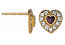 14KY HRT SHAPE EARRING RUBY CTR W/CZS