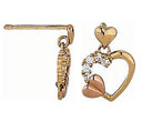14KY HRT EARRING W/HRT CZ DROP
