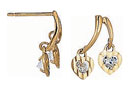 14KY EARRING W/2 CZ HRT DROPS
