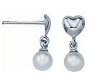 14KW HRT EARRING W/PEARL DROP