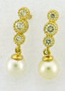 14KY CZ STUD W/ PEARL DANGLE
