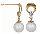 14KY FANCY CZ EARRING W/PEARL DROP