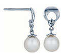 14KW FANCY CZ EARRING W/PEARL DROP