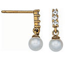 14KY EARRING W/CZS AND PEARL DROP