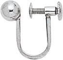 PLAT NON PIERCE SCREW BACK EARRING W/BEAD