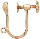 18KY NON PIERCE SCREW BACK EARRING W/BEAD & LOOP