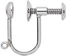 PLAT NON PIERCE SCREW BACK EARRING W/BEAD & LOOP