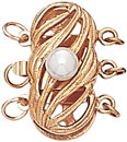 14KY FILIGREE PEARL CLASP 3 STR W/ PEARL