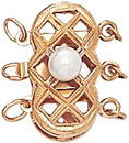 14KY FILIGREE CLASP 3 ROW W/PEARL