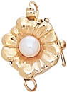 14KY FLOWER SHAPED CLASP W/PEARL 2 STR