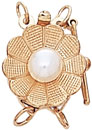 14KY CLASP(RD. FLOR.)W/PEARL 1 STR.