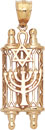 14KY TORAH PEND W/STAR & MENORAH  1
