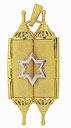14KY TORAH SCROLL PEND W/STAR 1.5