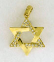 14KY CZ STAR OF DAVID PENDANT 16mm