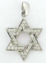 14KW CZ STAR OF DAVID PENDANT 24mm