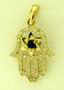 14KY CZ HAMSAH W/ STAR OF DAVID 16mm