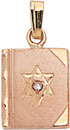 14KY BOOK CHARM W/STAR & DIA