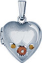 S.S. HEART LOCKET W/ DBL HRT & FLWR DES. 11mm