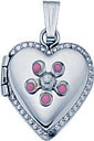 S.S. HEART LOCKET W/ PINK FLOWER 11mm