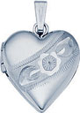 S.S. HEART LOCKET ENGRAVED FLORAL 13mm