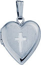 S.S. HEART LOCKET W/ CROSS 13mm